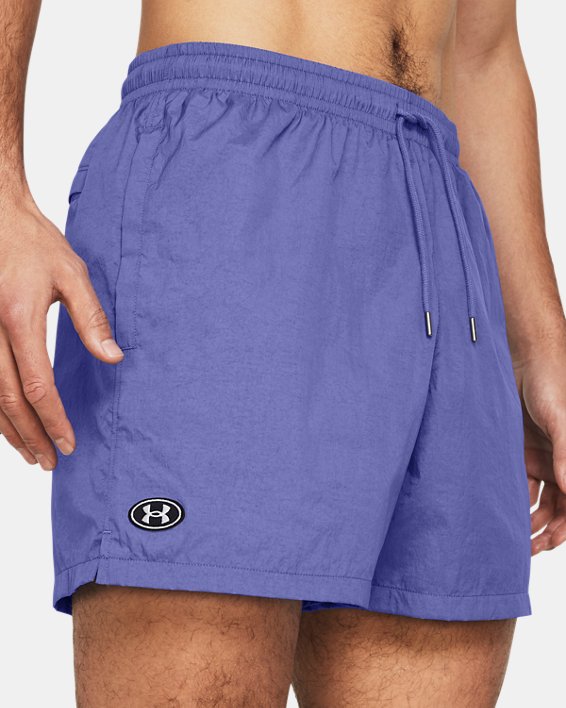 Men's UA Crinkle Woven Volley Shorts, Purple, pdpMainDesktop image number 3